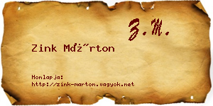 Zink Márton névjegykártya